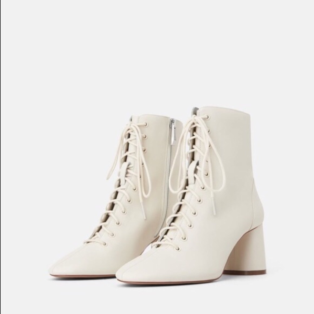 Zara Leather Laced Heeled Boots